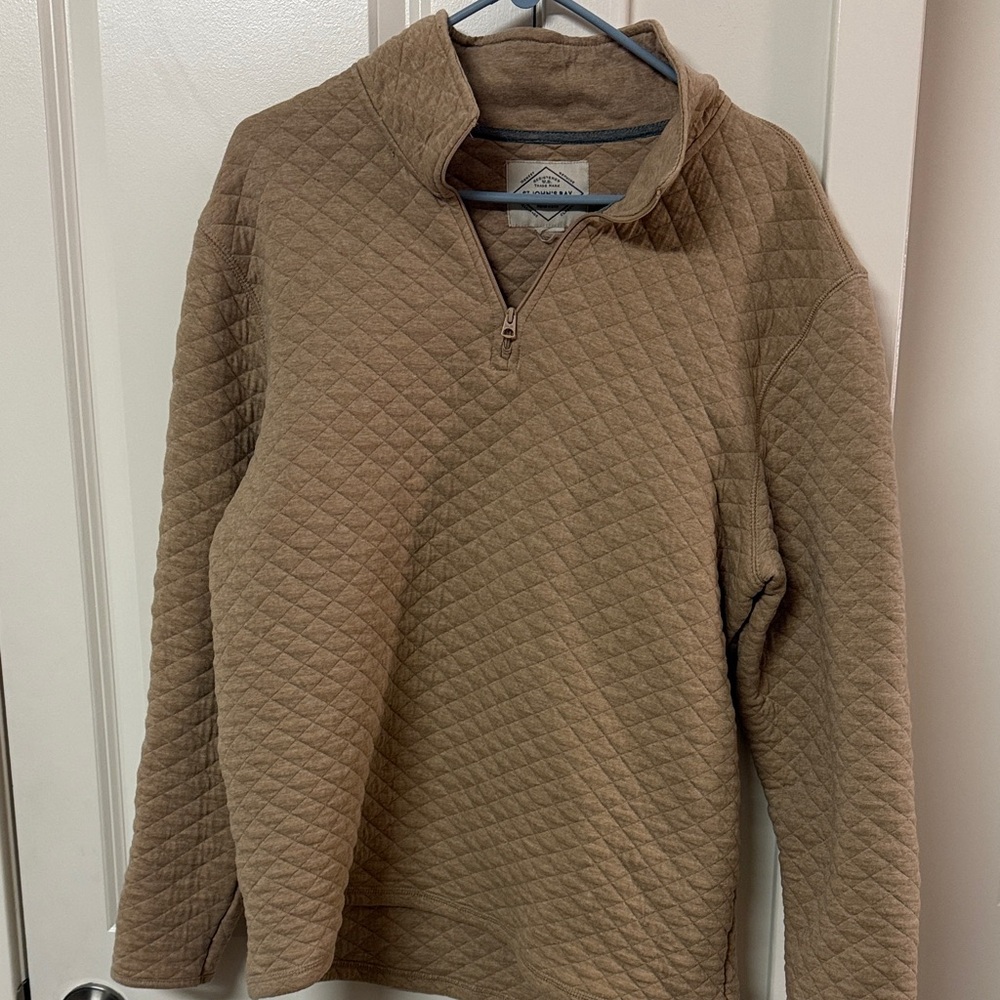 St. John's Bay Men's Brown Quilted Zip-Up Sweater